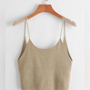 SHEIN twist back tan knit top